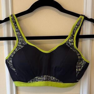 Freya High-Impact Sports Bra in Charcoal with Lime Trim 30DDD